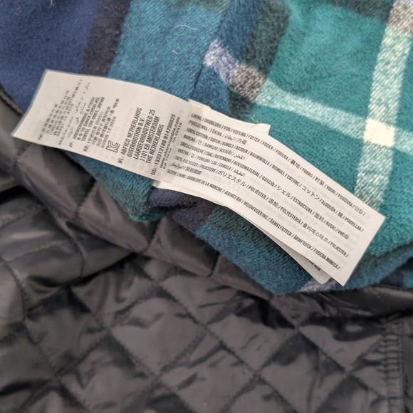 Abercrombie Fitch Diamond Quilted Barn Jacket Men XL  Black Flannel Fleece Lined - Picture 8 of 10